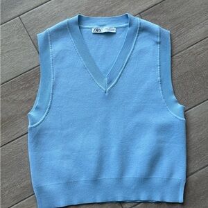 Zara Light Blue Sleeveless Sweater Vest